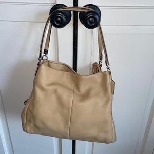 Coach camel/tan leather shoulder tote